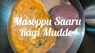 Masoppu Saaru  Ragi Mudde Healthy Lunch Combination [upl. by Ibbed991]