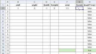 Bisection Method  Ex1 spreadsheet [upl. by Mumford934]