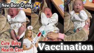 4 Month NewBorn Cute Baby Health Care Injection Baby Crying on hip vaccine [upl. by Robma]