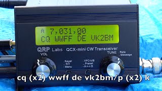 CW using QCXmini and IC705 QRP and QSB  WWFF activation  Wyrrabalong National Park VKFF0550 [upl. by Nytsirt867]