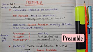 Preamble  Handwritten Notes  Lec5  Indian Polity  An Aspirant [upl. by Notned]