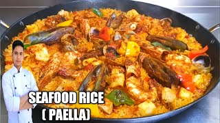 SEAFOOD PAELLA HOW TO COOK PAELLA RICESEAFOOD RICEPAELLA SEAFOOD [upl. by Maghutte]