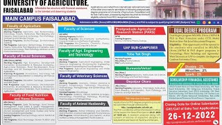 University Of Agriculture UAF Spring Admission 20232024 [upl. by Arlan]