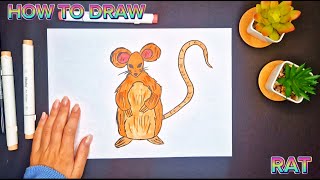 How to Draw And Color a Cartoon Rat Easily 🐭 [upl. by Arrik891]