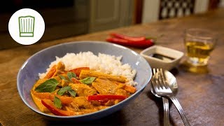 Rotes Thai Curry mit Huhn und Paprika  Chefkochde [upl. by Saxet]