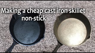 Ozark Trail cast iron skillet test and review Making a rough skillet smooth [upl. by Shornick425]