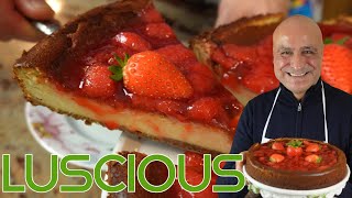 Strawberry Mascarpone amp Ricotta Baked Cheesecake Delicious Italian Dessert [upl. by Otrebmuh682]