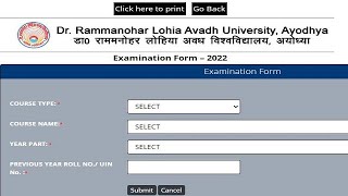 rmlau examination form 2022  rmlau examination form 2022 kaise bhare  Online Examination Form [upl. by Aynav]