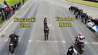 Kawasaki Z900 Vs Yamaha MT10 Drag Race 🏁 [upl. by Sharity]