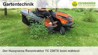 Der Husqvarna Rasentraktor TC 238TX beim mähtest [upl. by Holland]