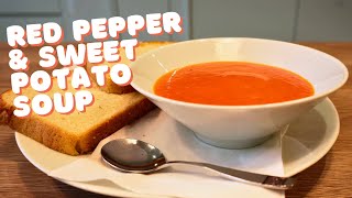 Roasted Red Pepper amp Sweet Potato Soup Recipe  Low Calorie Fall Soup [upl. by Shepherd]