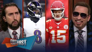 Chiefs lose to Raiders Mahomes optimistic Ravens roll Purdy amp 49ers  NFL  FIRST THINGS FIRST [upl. by Gilberte]