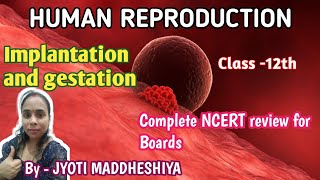 HUMAN REPRODUCTION  IMPLANTATION AND GESTATION  COMPLETE NCERT AND REVIEW FOR BOARDS CLASS 12 [upl. by Acirej254]