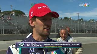 Romain Grosjean interview after third IndyCar podium [upl. by Keelin720]