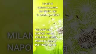 6 Novembre 24 Livelli di concentrazione dei pollini previsti in Italia Short [upl. by Atig]