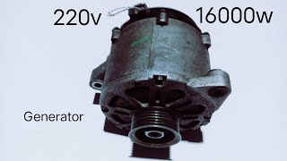 I turn to free energy into 220v 16000w with power magnet Land Cruiser alternator [upl. by Limaj]