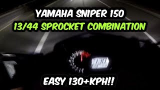 1344 SPROCKET SET COMBINATION EASY 130KPH  ROAD TEST  YAMAHA SNIPER 150 [upl. by Zilef]