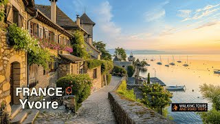 Yvoire France  Beautiful French Village Walking Tour  Flowered Medieval Town  Relaxing 4k video [upl. by Lesslie436]