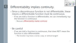 Differentiability implies continuity [upl. by Tem]