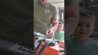 Changing the chainsaw chain out on my stihl ms250stihlms250stihlfarmcountry [upl. by Irap873]