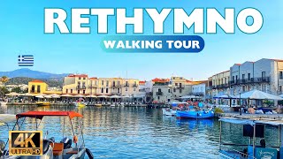 Sunset Walk in Rethymno Old Town Crete 🇬🇷 4K Walking Tour [upl. by Nanaj89]