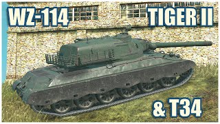 WZ114 Tiger II amp T34 • WoT Blitz Gameplay [upl. by Llednahs]