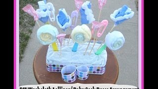 DIY Washcloth Lollipops and Baby Sock Roses How to make a Washcloth Lollipop DIY Tutorial [upl. by Leah473]