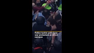 Police tackle proPalestinian protesters at US university campus  AJshorts [upl. by Nailliw]