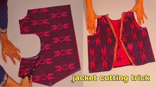 secret jacket cutting  how to cut jacket top  koti  jacket cutting and stitching for beginners [upl. by Isdnyl48]