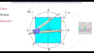 Construcción del cuadrado inscrito en una circunferencia Polígono de 4 lados [upl. by Melia]
