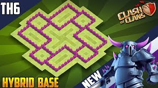 New BEST Town Hall 6 TH6 HYBRID Base 2018 COC Th6 Hybrid Base Design DEFENCE  Clash of Clans [upl. by Neneek]