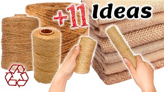 11 IDEAS fáciles con ♻️reciclaje utilizando CUERDA de YUTE y TELA de SACO [upl. by Marfe]