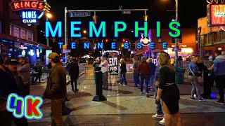 Memphis Beale Street Night Walk Tennessee USA 4KUHD [upl. by Dinan]