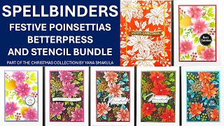 Easy Christmas Cards  Spellbinders Festive Poinsettias Press Plate  Simple Coloring Stencil Bundle [upl. by Eemiaj322]