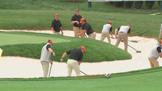 Groundskeepers at Muirfield Village keeping the course in top shape for Memorial Tournament [upl. by Bound397]