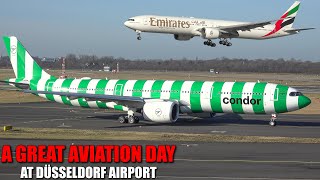 1 HOUR OF PURE AVIATION  A lot of close up takeoffs and landings at Düsseldorf Airport [upl. by Rehteh]