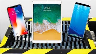 Shredding Apple Ipad Iphone X Samsung Galaxy S8 Hydraulic Press VS Iphone X Samsung Galaxy S9 [upl. by Mandych]