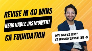 CA Foundation Negotiable Instrument Act 1881 One Shot Revision in 40 mins ICAI [upl. by Selima]