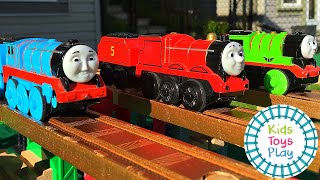 Thomas the Tank Engine Wooden Railway Train Races [upl. by Coleman]