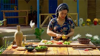 Cooking delicious chicken sandwich on firewood stove  My Rural Story in IRAN [upl. by Ettenay]