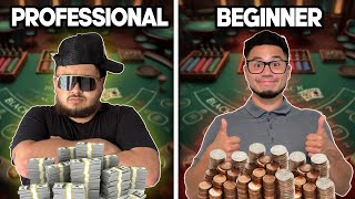 Beginner vs Professional Blackjack Player [upl. by Arabel920]