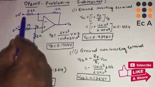 42 OPAMP Problems 4  subtractor  EC Academy [upl. by Nosemaj434]