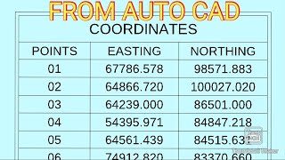 Coordinate with tablecoordinate export to excelAutoCAD part12 [upl. by Ameerak]