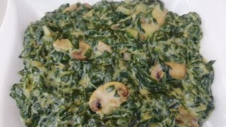 How to make creamy spinach with mushrooms Quick and easy cream spinach recipe [upl. by Nahtanha798]