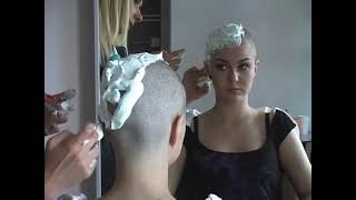 woman headshave to perfect bald  telegram baldwomen [upl. by Hamford583]