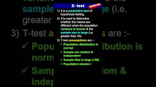 ZTest for Hypothesis Testing  Meaning Formula Assumptions Acceptance Criteria  shorts [upl. by Annoit297]