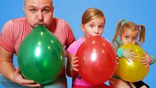 Learn colors with Balloons  Kids and daddy have fun playtime with color song [upl. by Erdne]