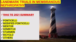 LANDMARK TRIALS IN MEMBRANOUS NEPHROPATHY BEGINING TO 2021 [upl. by Rorke909]