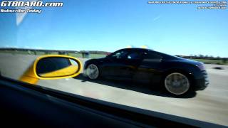 Audi R8 V10 vs Chevrolet Corvette Z06 x 3 races [upl. by Nylesaj]