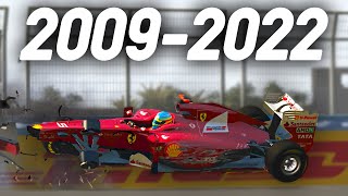 The Evolution Of Crashing In F1 Games 20092022 [upl. by Kciredohr]